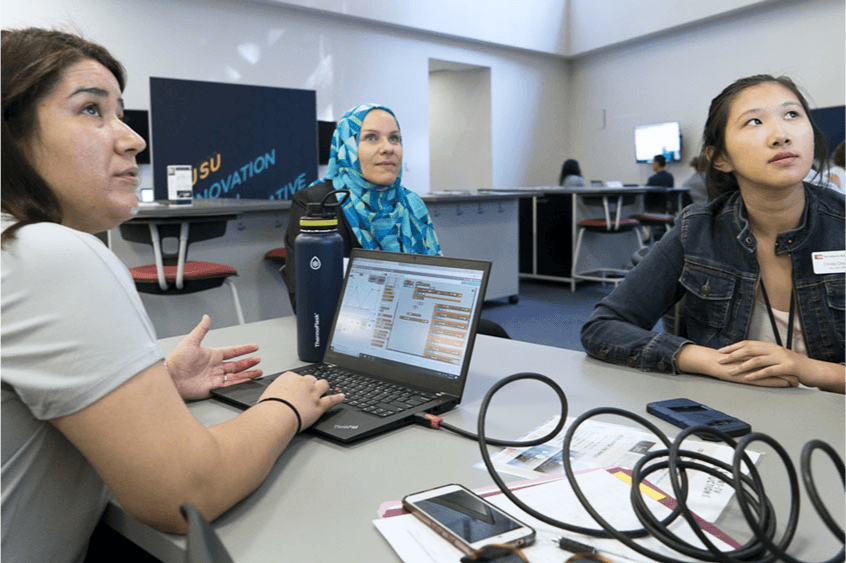 Students on computer